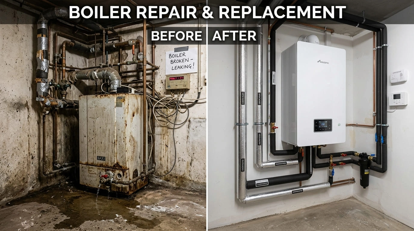 Boiler Repair and Replacement Before and After Rose Pasa Plumbing Pasadena CA