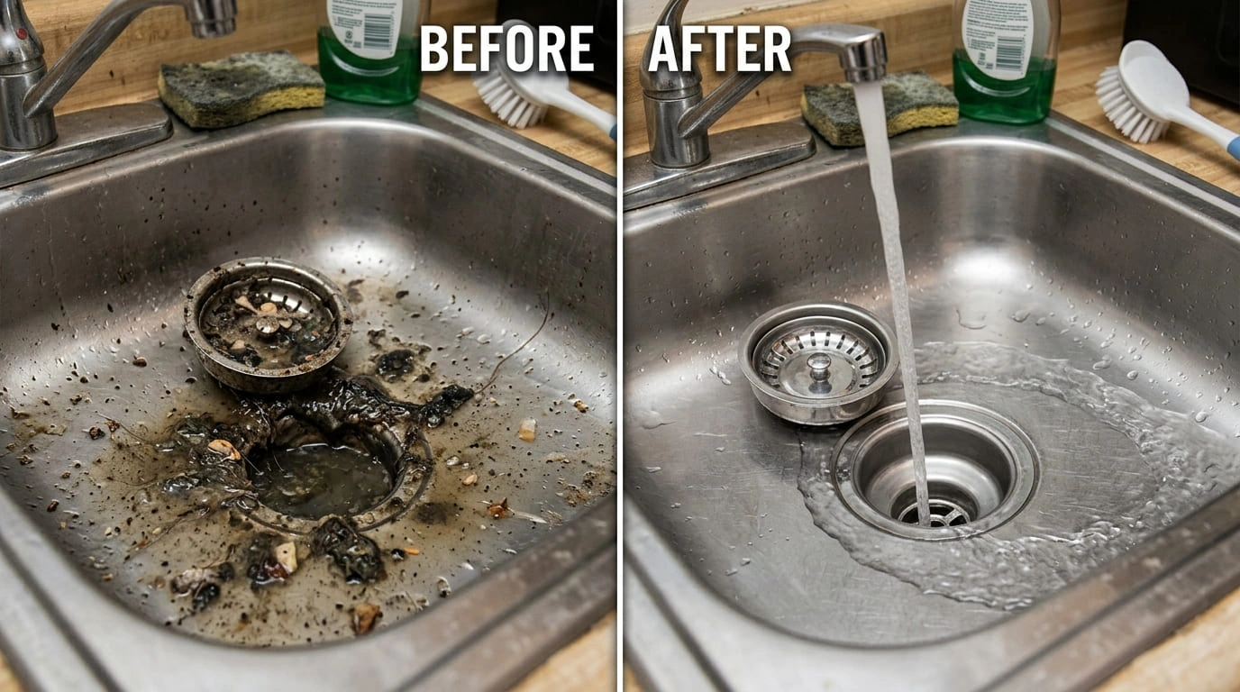 Drain Cleaning Service Before and After Rose Pasa Plumbing Pasadena CA
