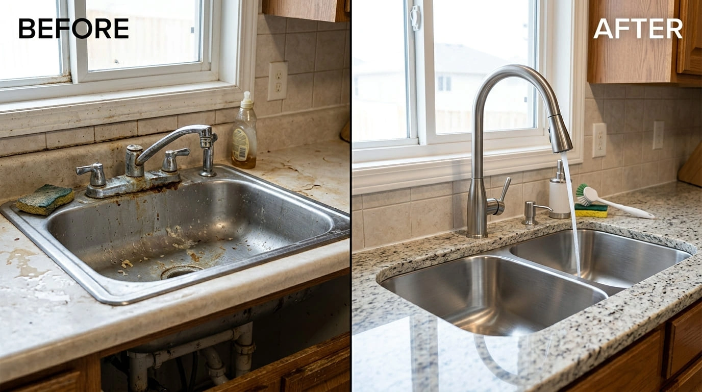 Faucets and Sinks Repair Replacement Before and After Rose Pasa Plumbing Pasadena CA