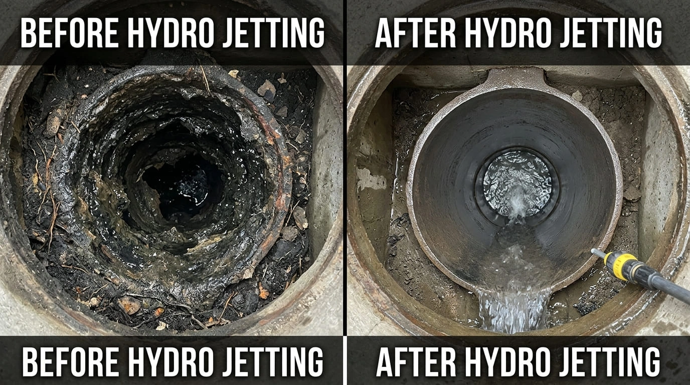 Hydro Jetting Service Before and After Rose Pasa Plumbing Pasadena CA