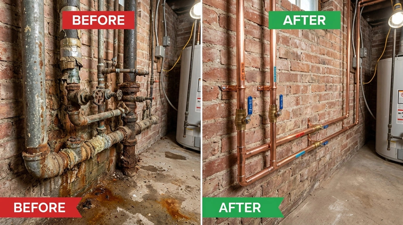 Pipe Repiping Before and After Rose Pasa Plumbing Pasadena CA