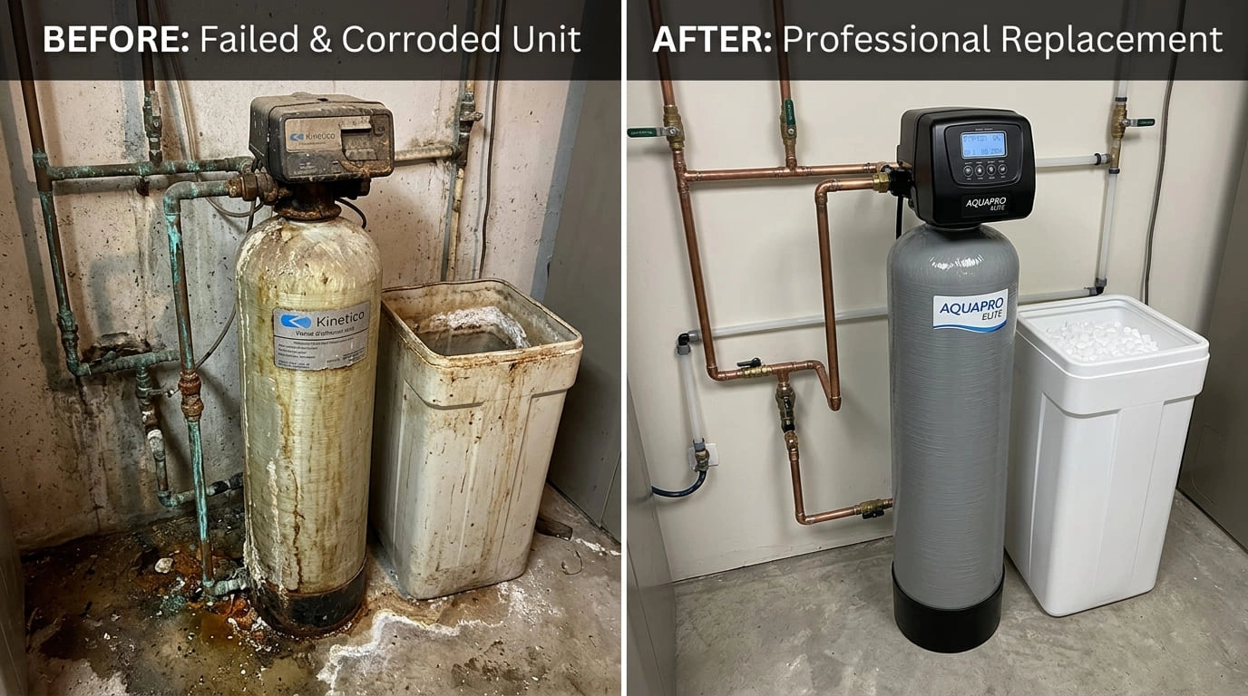 Water Softener Replacement Before and After Rose Pasa Plumbing Pasadena CA